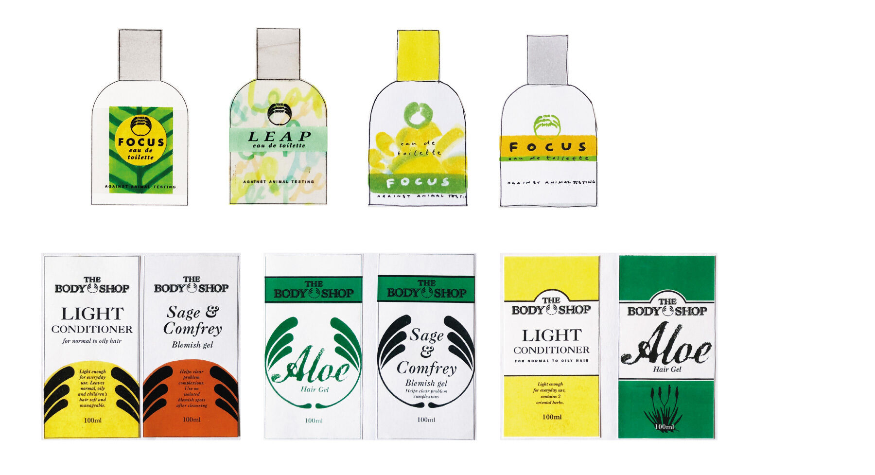 Packaging skeches for Body Shop.